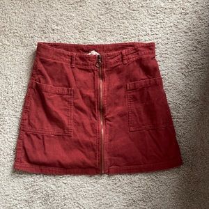 red orange zip up skirt